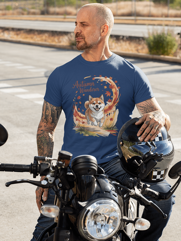 "Autumn Wanderer" Shiba Inu T-Shirt | Cute Fall Dog & Leaves Graphic Tee | Cozy Cottagecore Apparel product image (1)