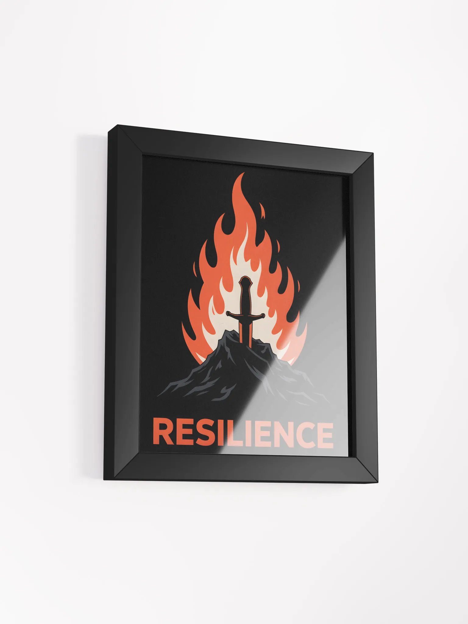 Resilience Sword and Fire Framed Print | Motivational Wall Art product image (2)