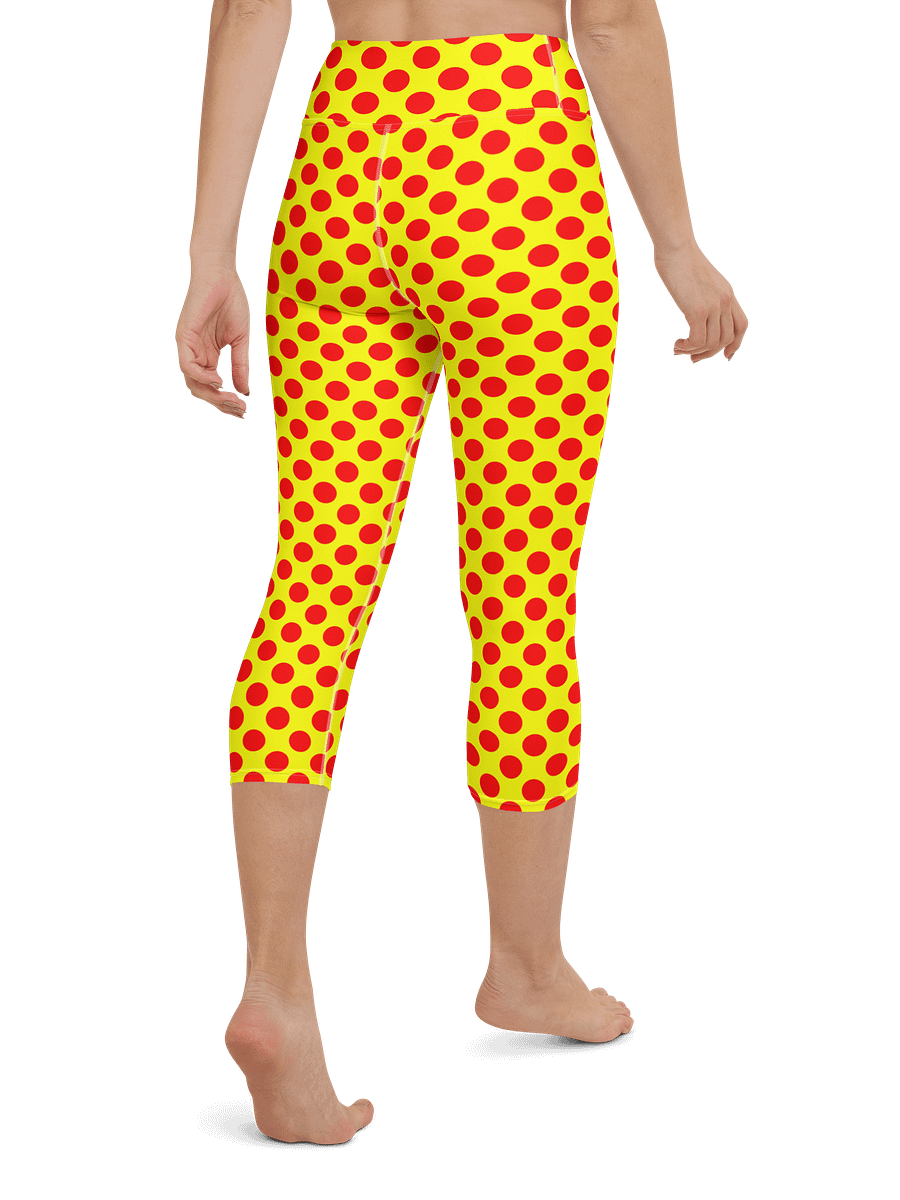 Red Polka Dots on Yellow Yoga Capri Leggings product image (3)