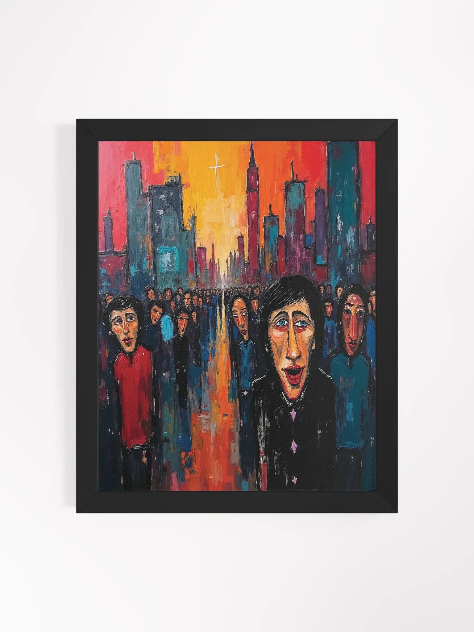Vibrant Cityscape Crowd Framed Print product image (7)