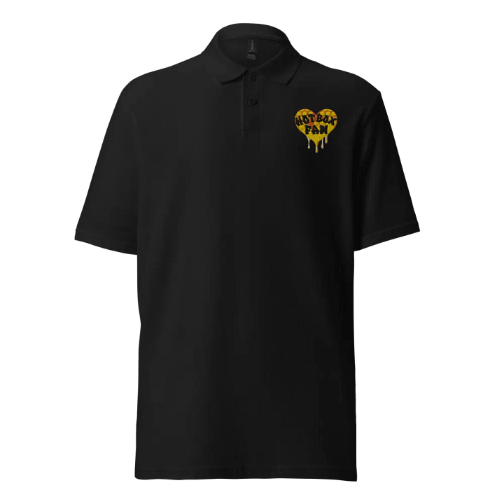 UNISEX HOT BOX FAM GOLD HEART LOGO BLACK POLO product image (1)
