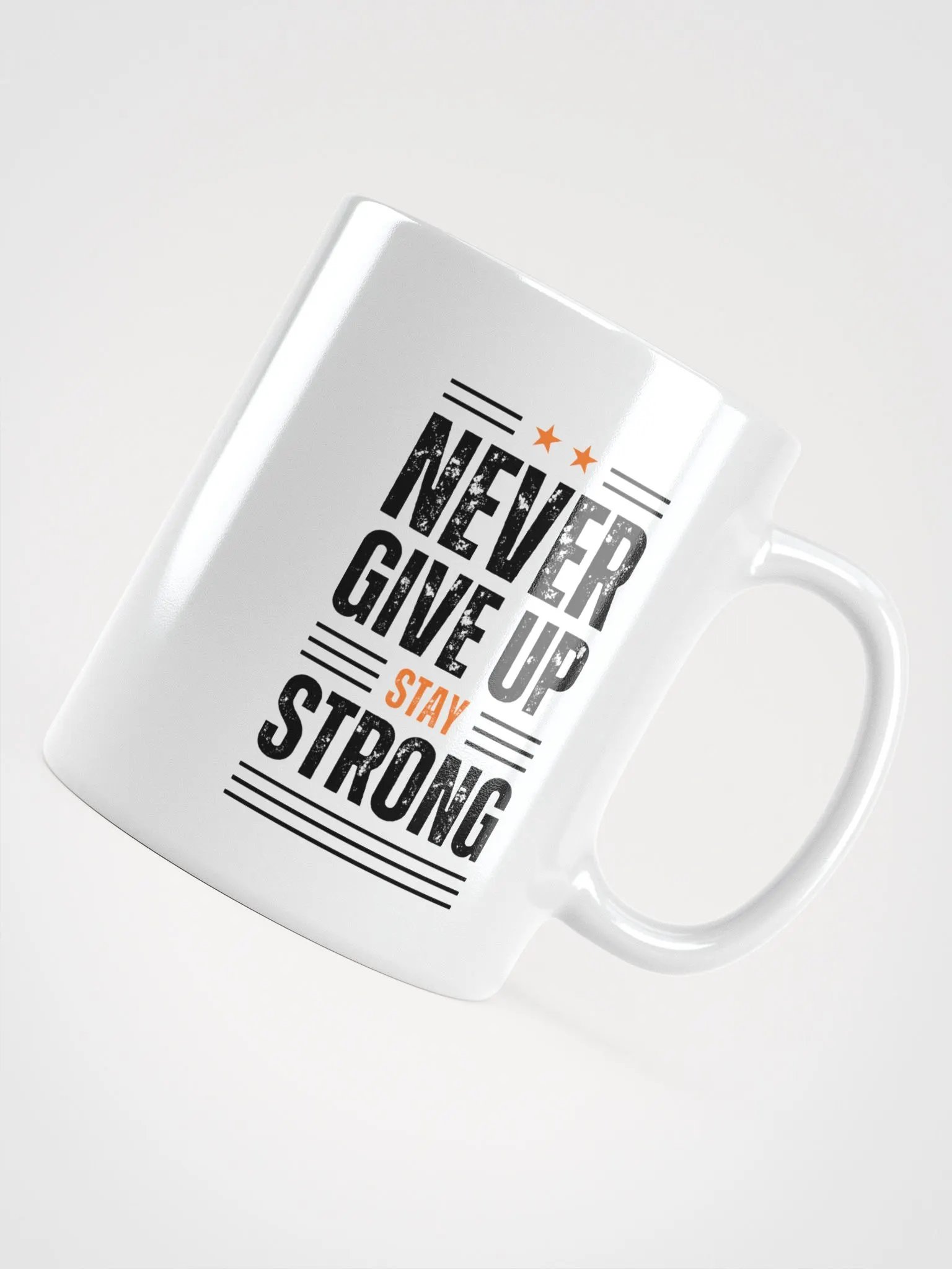 Never Give up white mug product image (4)