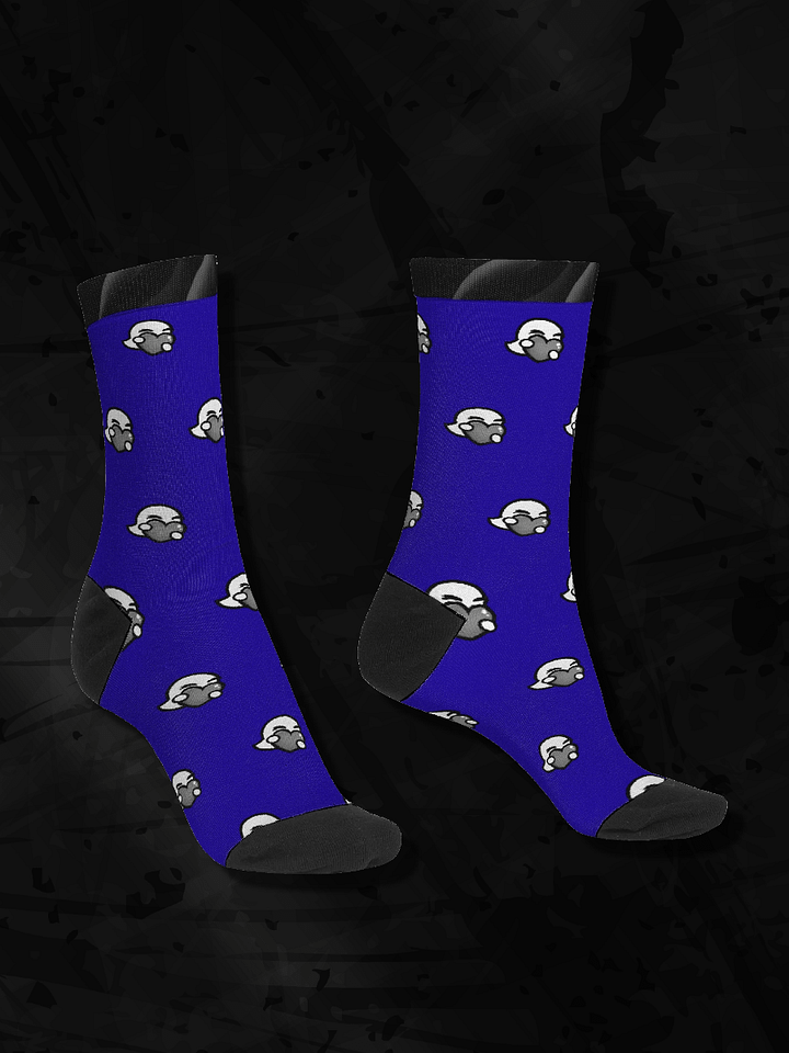 Heart Pattern Blue Crew Socks product image (1)