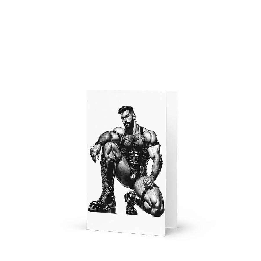 Gay Leather Wall Art Top Man Leder Pride Daddy Tom of Finland Tribute Graphic Design Greetings Card product image (1)