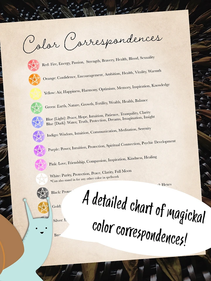 Color Correspondences Grimoire Page - Digital Download product image (1)