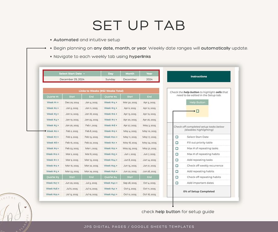 Weekly Recurrent Planner, Digital Planner Spreadsheet, Google Sheets Template product image (3)