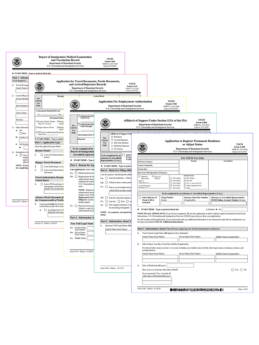 Fully Editable I-485 Adjustment of Status (Green Card) Forms Bundle product image (1)
