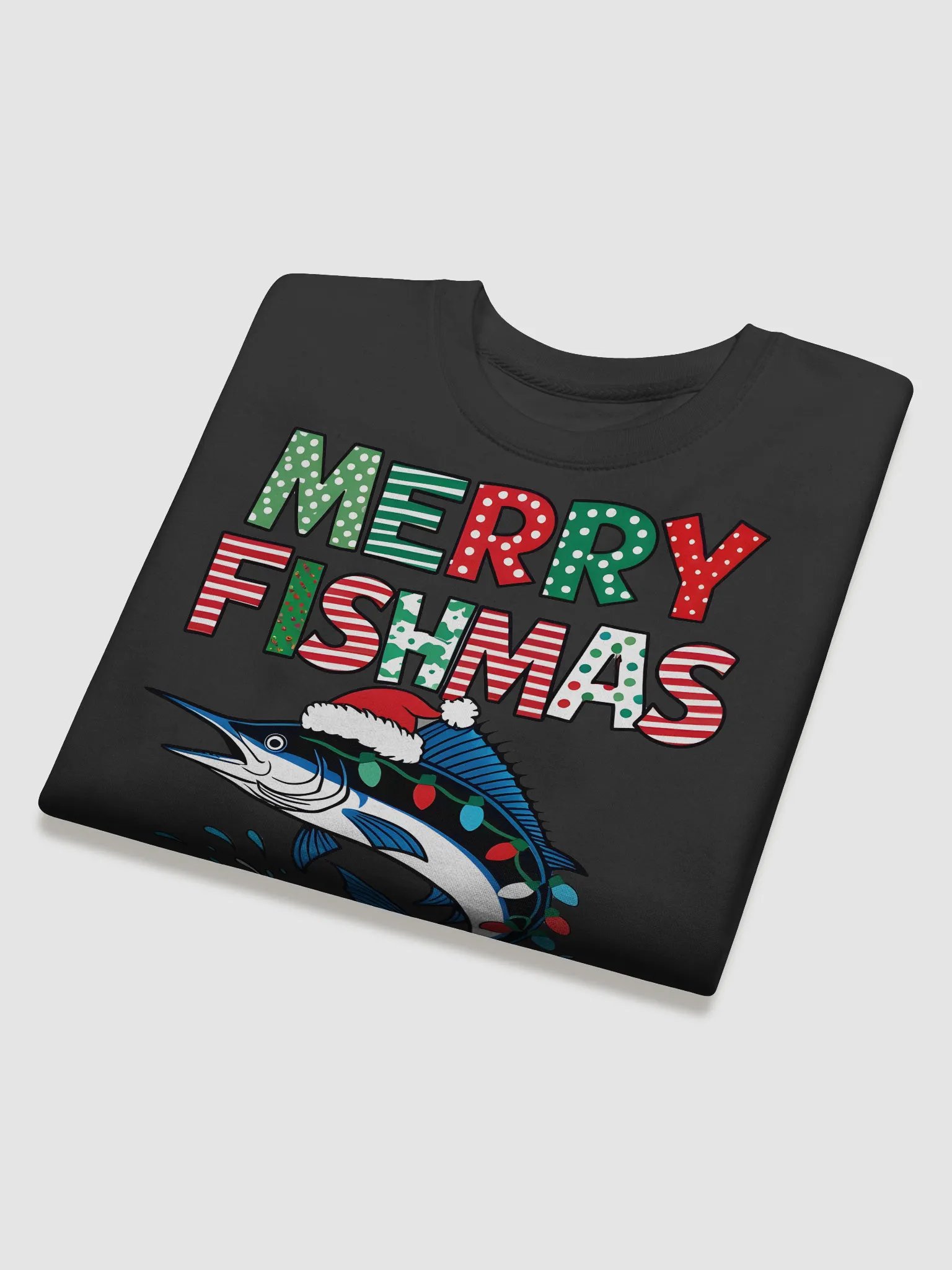 Merry Fishmas Pullover - Marlin Fishing Christmas Lights Design Sweatshirt product image (3)