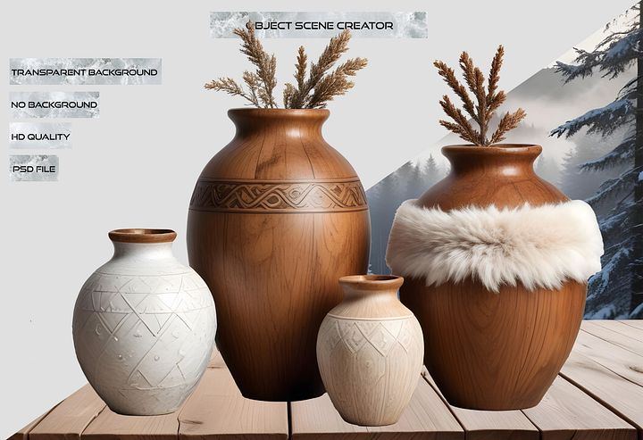 Scandinavian Nest – Nordic Rustic Vases Set PNG product image (2)