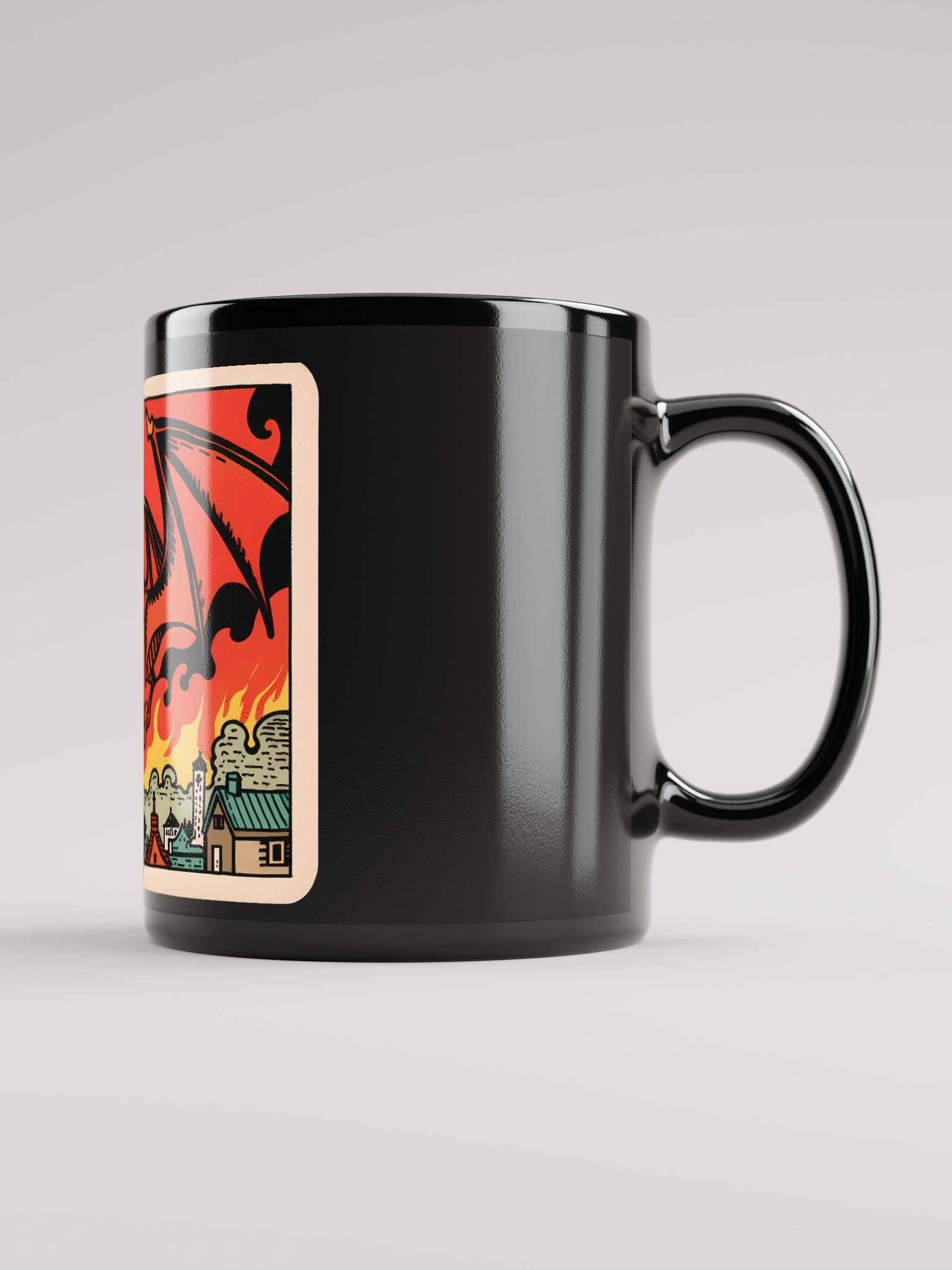 Fantasy Dragon Scene: Burned to Ash Black Glossy Mug product image (1)