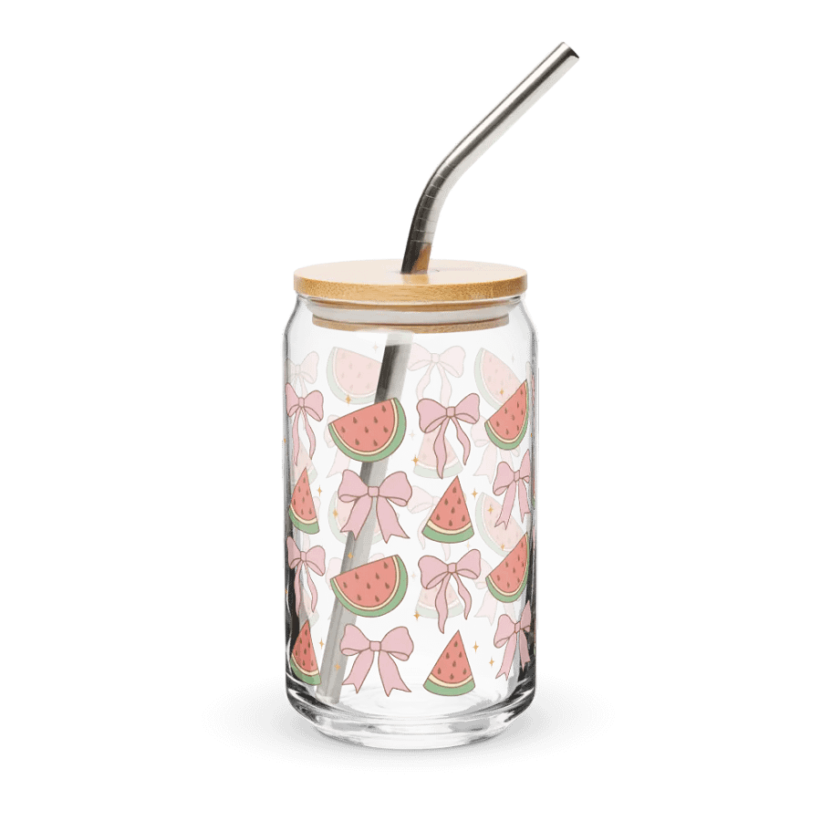 Bows & Watermelons Coquette Can-Shaped Glass (16oz) product image (1)