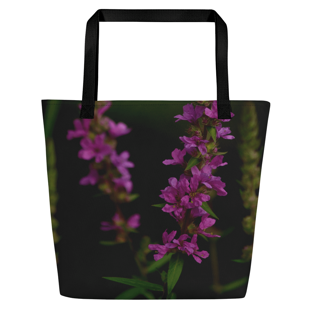 Große Tragetasche - Lila Blüten mit dunklem Hintergrund product image (2)