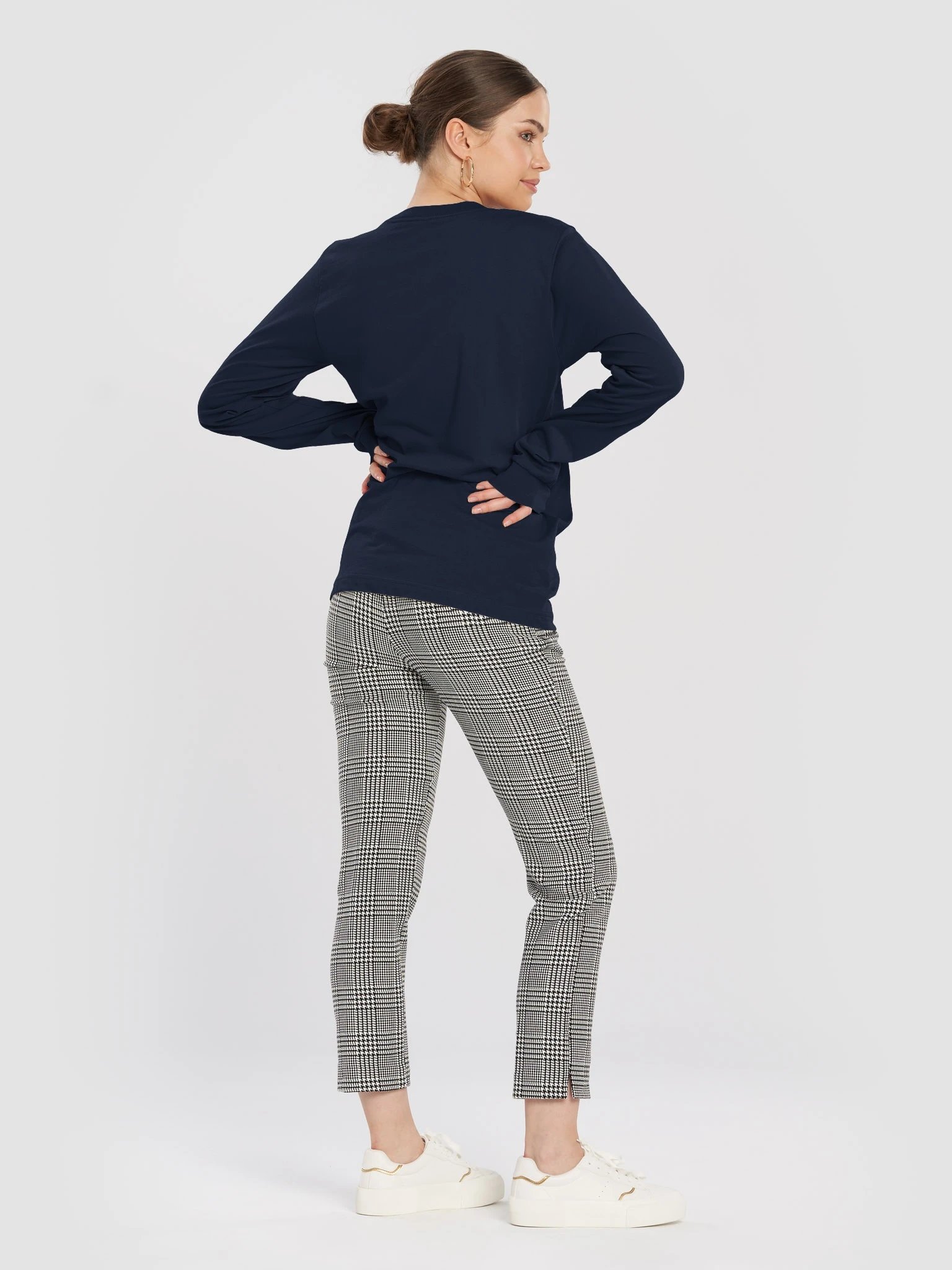 Plain Color Navy Blazer Long Sleeve T-Shirt product image (4)