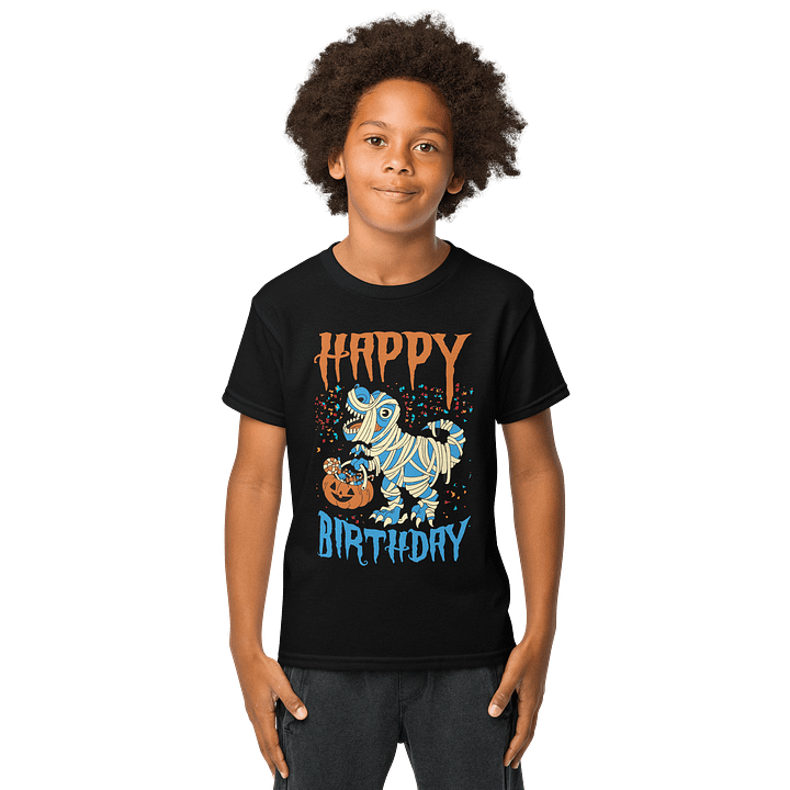 Happy Birthday (Dinosaur Mummy Halloween) T-Shirt For Kids product image (9)