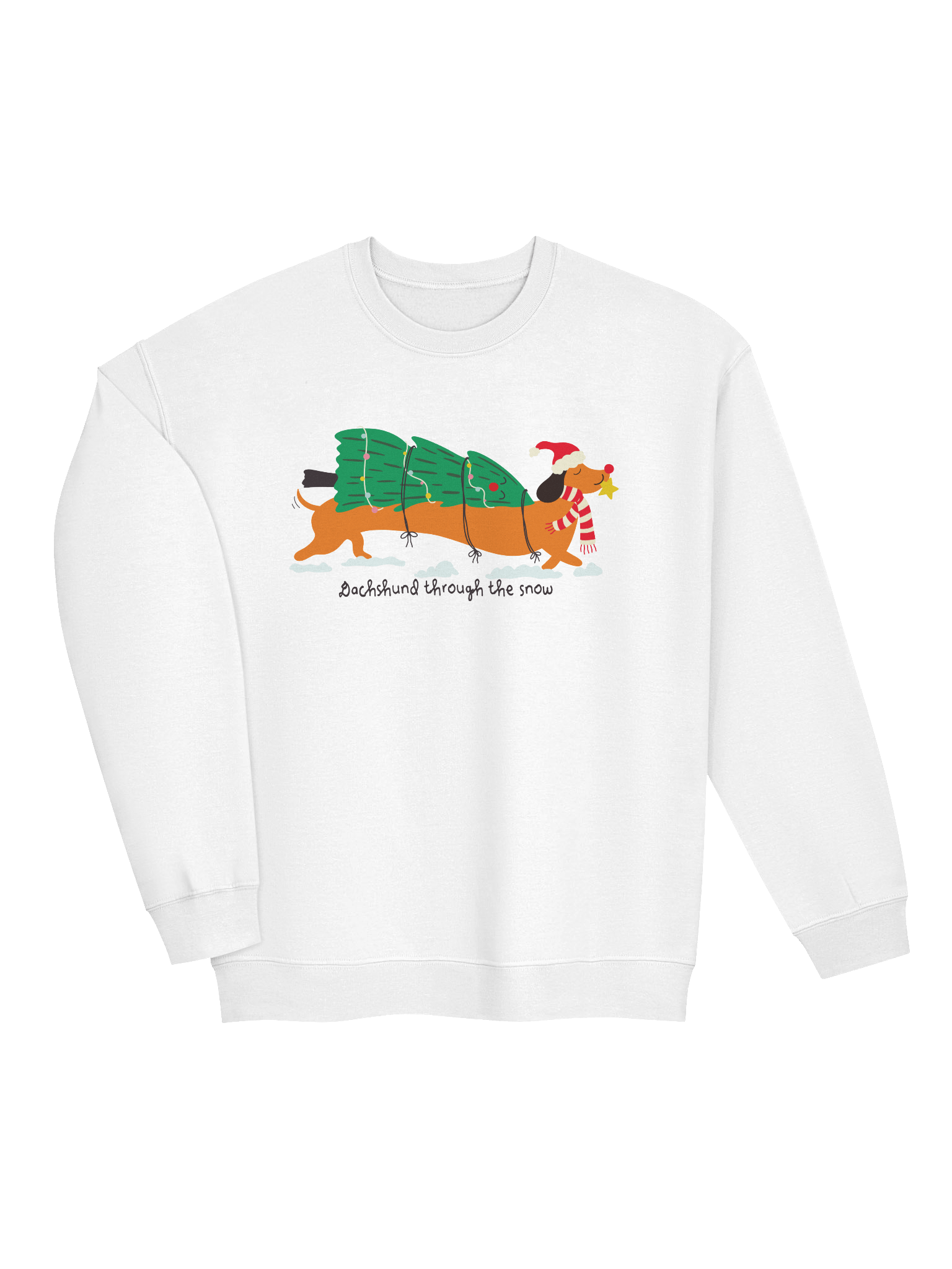 Dachshund Through the Snow Sweatshirt – Festive Tree-Wrapped Doxie product image (2)