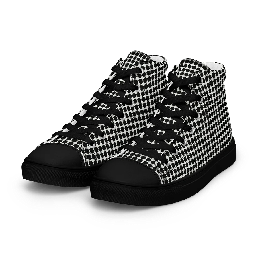 Abstract Black and White Chain Design Men's Canvas Shoe High Tops product image (2)