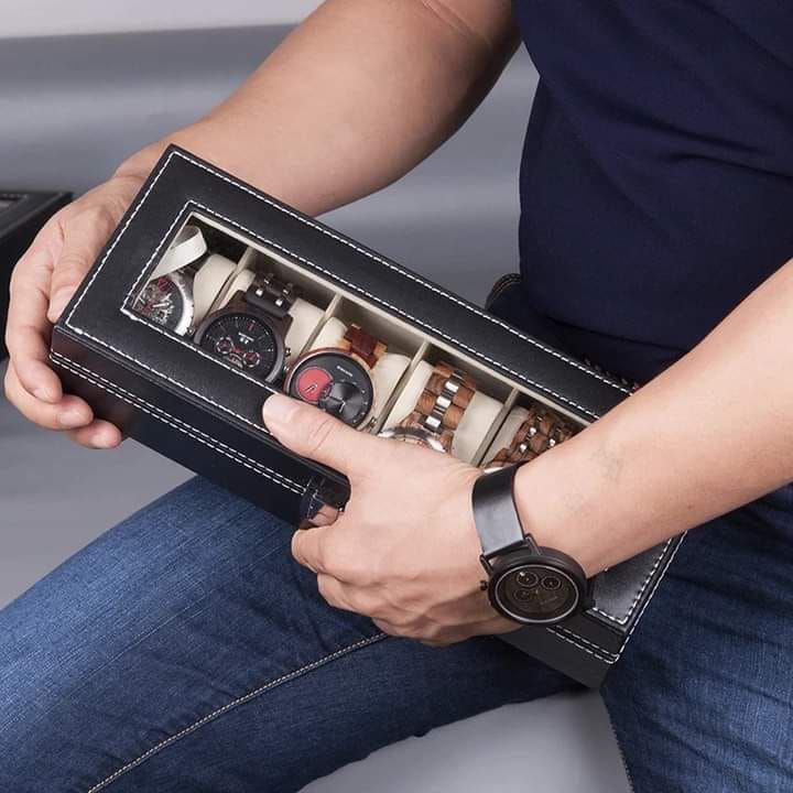6 Grids Watch Box PU Leather Watch Case Holder Organizer Storage Box for Quartz Watches Display Best Gift product image (1)