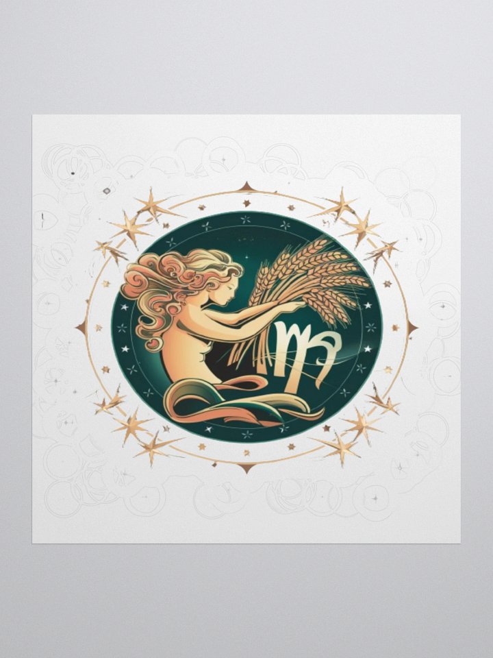 Virgo Zodiac Sticker - Maiden with Wheat & Floral - Durable Vinyl product image (2)
