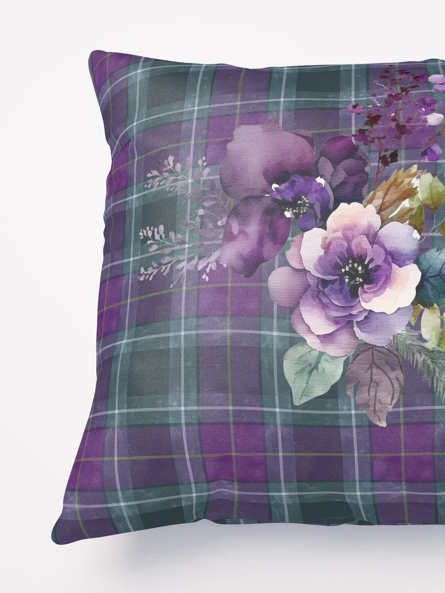 Purple/Green Plaid Pillow with Floral Design product image (6)