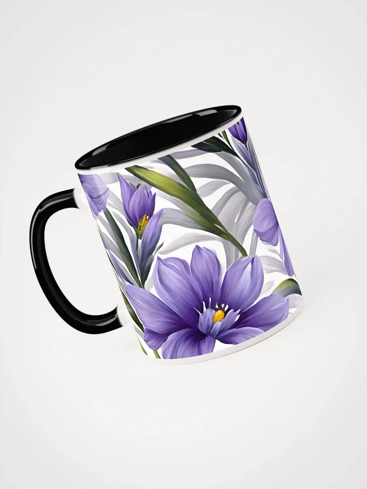 Coffee Mug with Color Inside - Purple Floral Pattern on White Background product image (2)