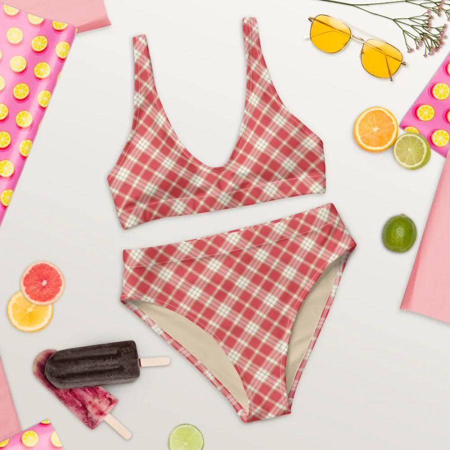 Coral Pink Plaid Bikini product image (9)