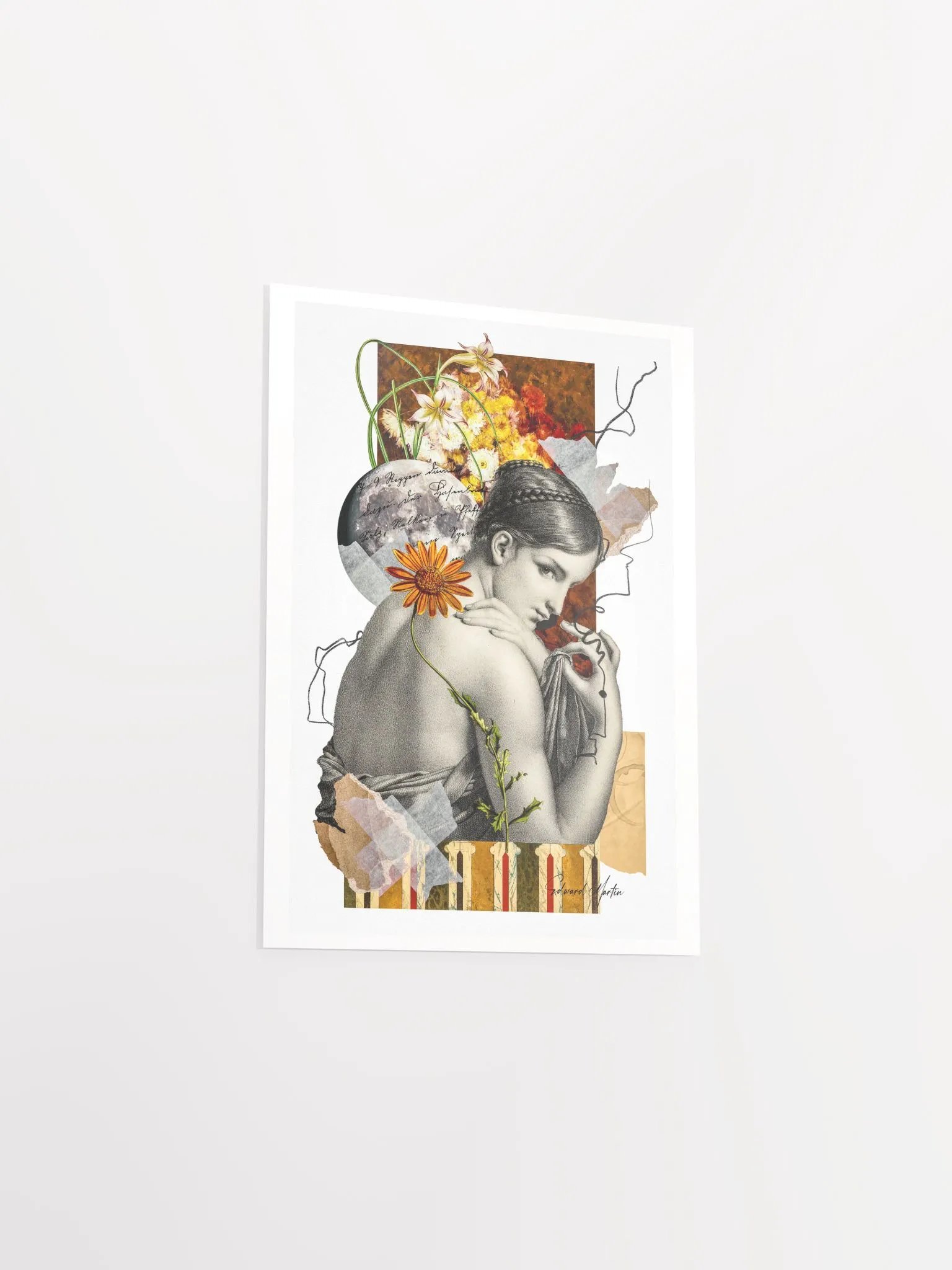 'Lunar Toughts' by Edward Martin-Mixed Media Collage Print product image (4)
