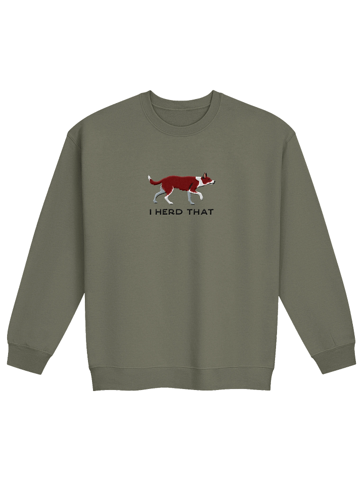 I Herd That Sweatshirt (Embroidered) of a Smooth-Coated Border Collie(Red & White) product image (5)