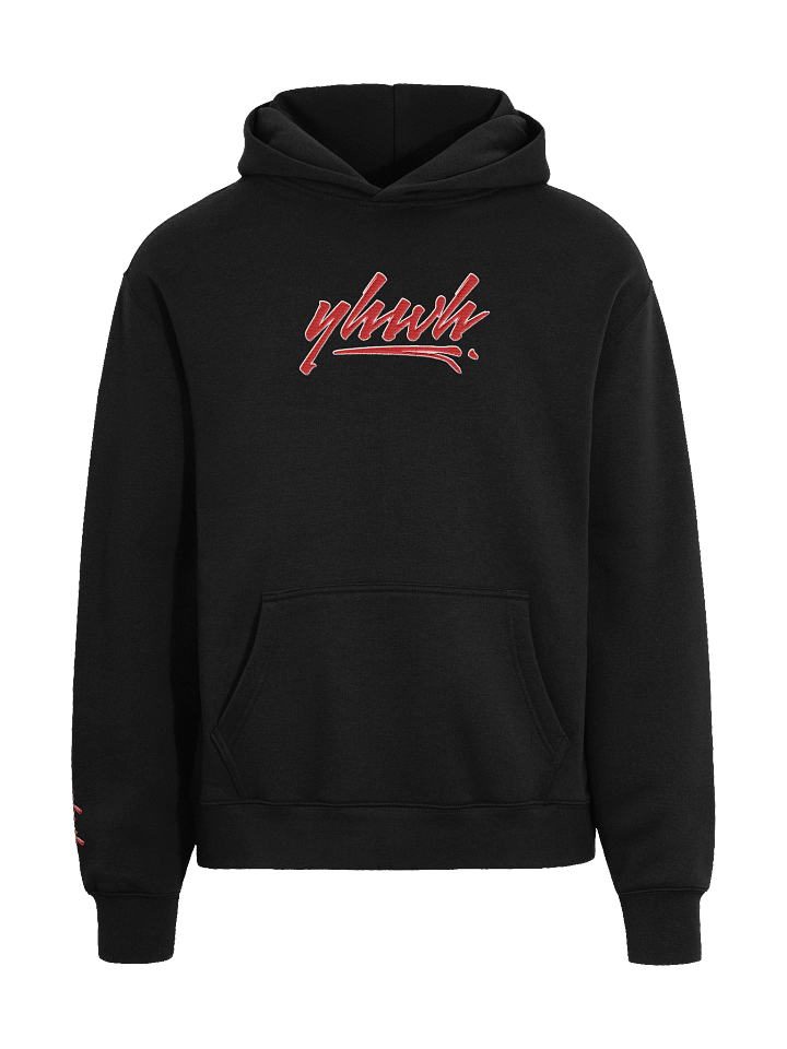 YHWH - PREMIUM OVERSIZED Embroidered Hoodie Red on Black product image (2)
