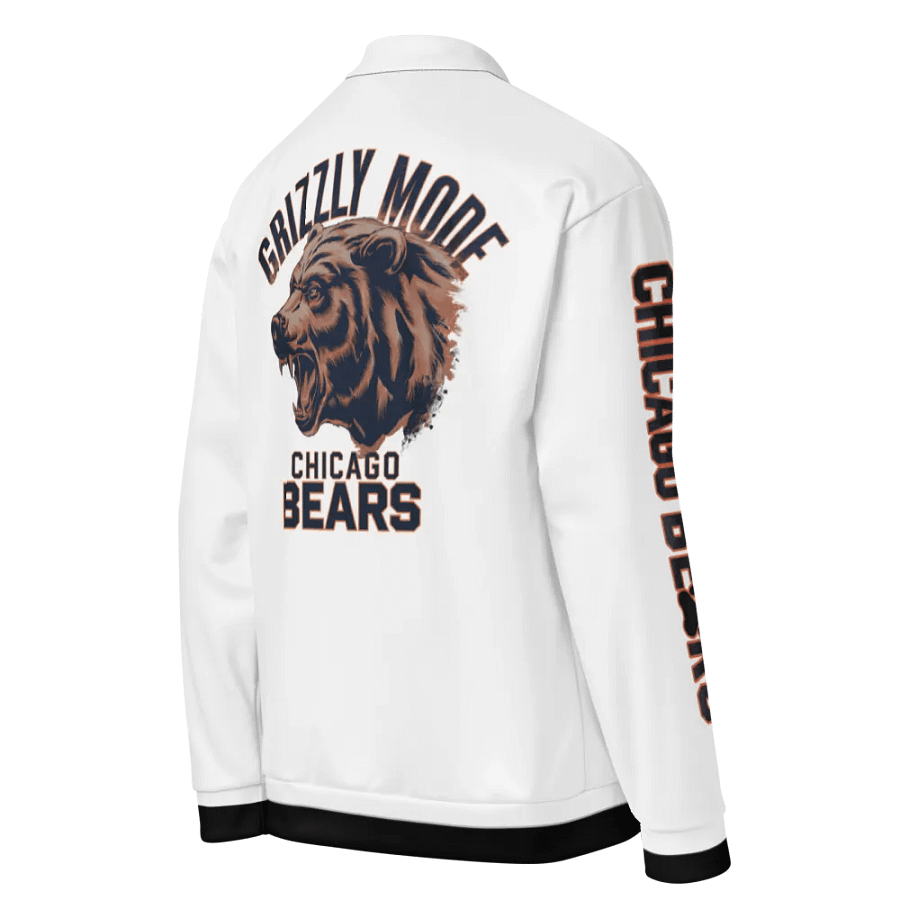 Chicago Bears Grizzly Mode White Bomber Jacket with Black Trim | NFL Home Locker product image (4)