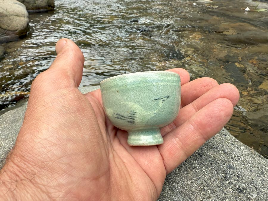 🎎 Vintage Blue Glazed Guinomi Sake Cup – Japan Antique Roadshow product image (6)