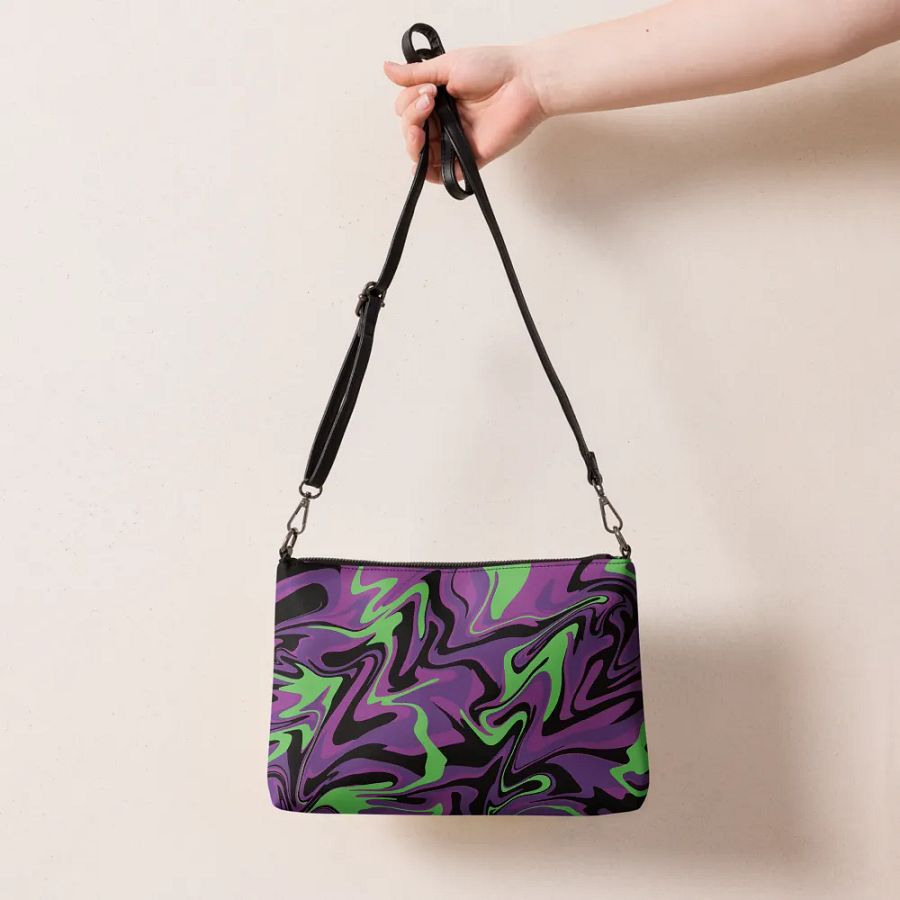 Purple Lime Swirl Flip-Sided Faux Leather Crossbody Bag product image (7)