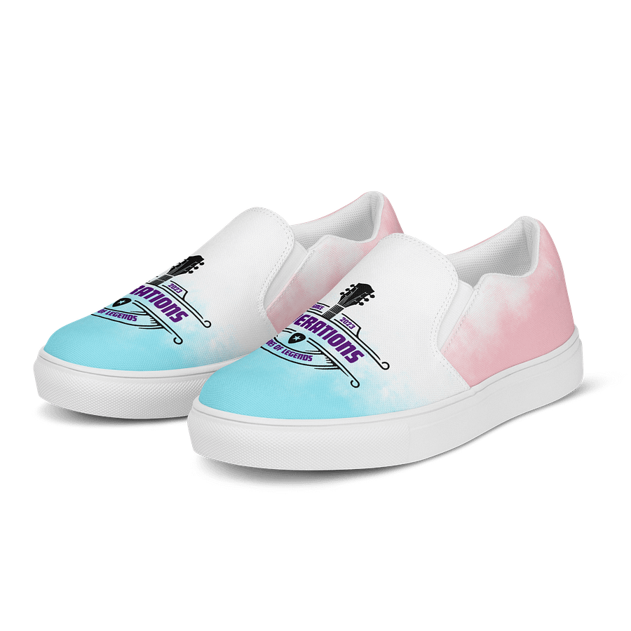 Women's Pink and Blue Canvas Slip-On Shoes product image (3)