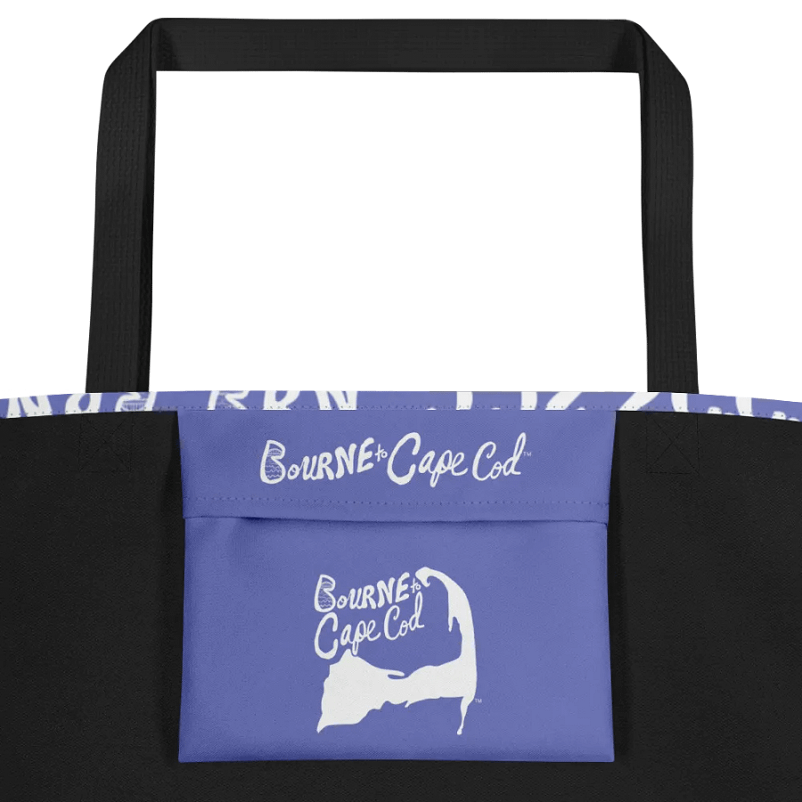 BRN.2C.C.™ | Large Tote Bag with Pocket | Coastal Classic | All-Over Logo Print | White Logo Repeat on Slate Blue product image (3)