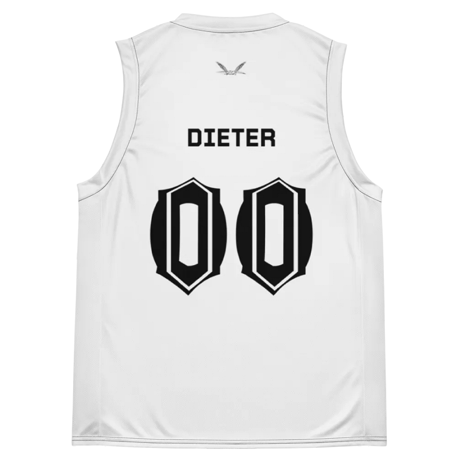 Capital DIETER - White - Recycled Unisex Basketball Jersey - White HApex Gear Black Logo product image (11)