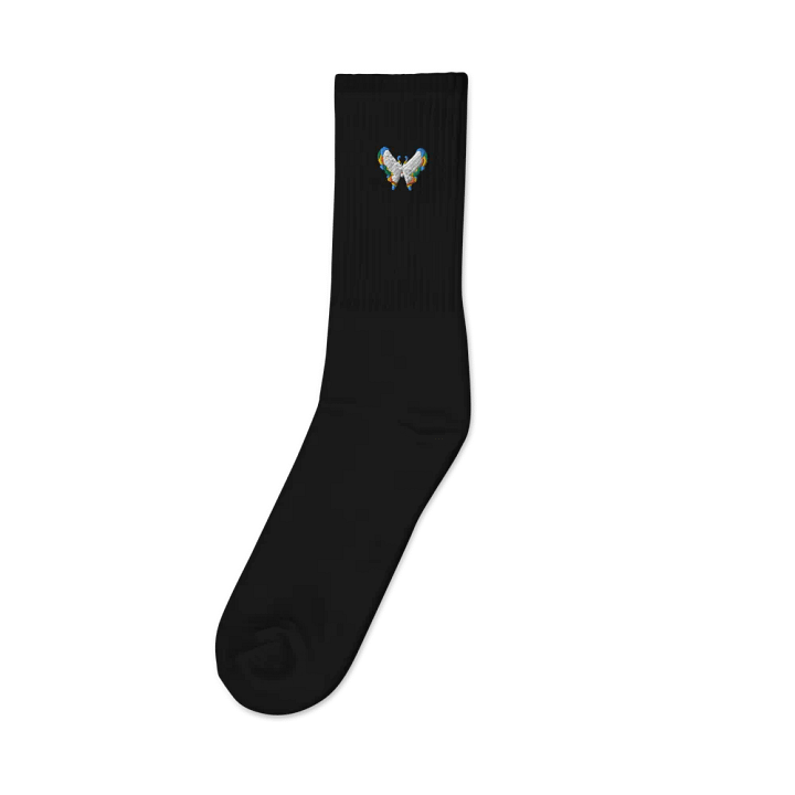 Rainbow Butterfly Embroidered Crew Socks product image (2)