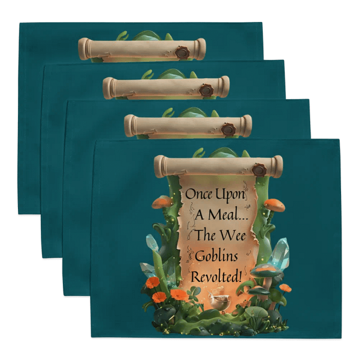 Funny Mom Placemat Set – ‘Once Upon A Meal, The Wee Goblins Revolted!’ Mealtime Humor Placemats product image (1)