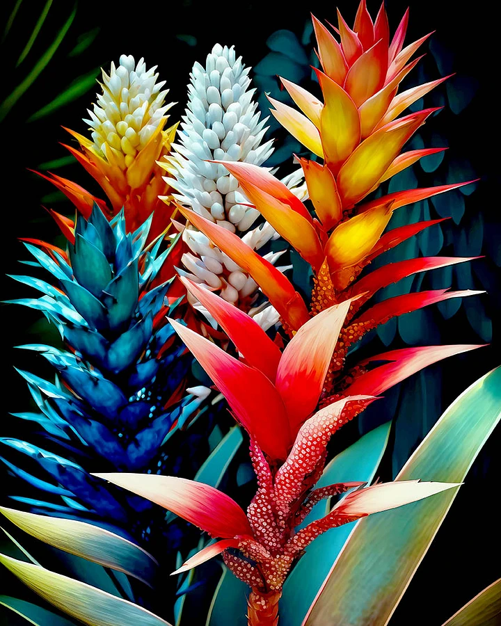Tropical Aechmea Splendor - Exquisite Bromeliad Botanical Art Print Matte Poster product image (1)