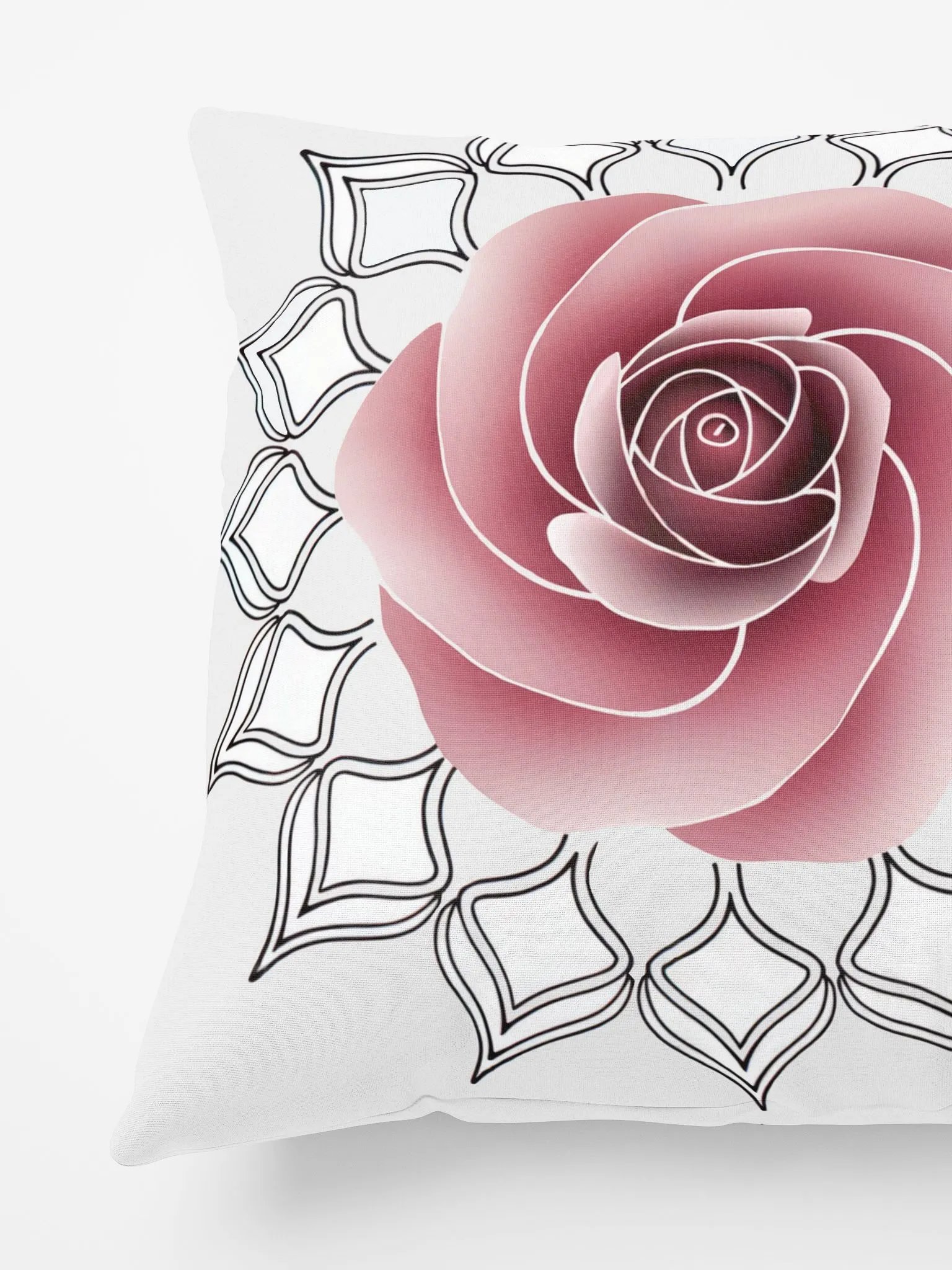 Rose Flower Mandala Throw Pillow - Decorative Floral Mandala Accent Cushion for Living Room & Bedroom product image (3)