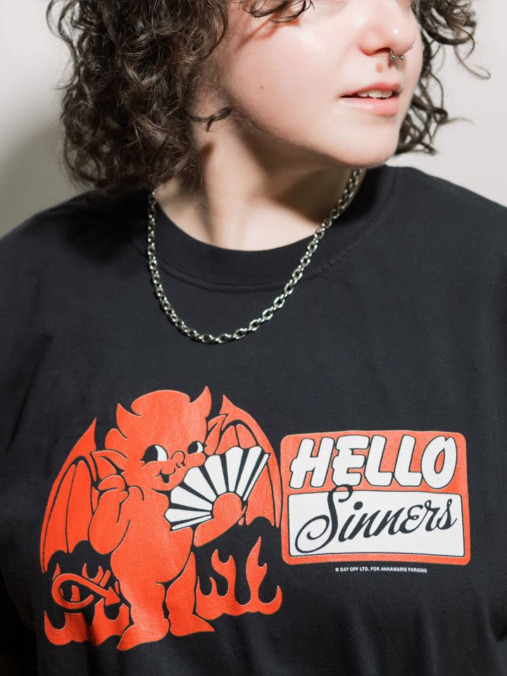 'Hello Sinners' Heavyweight T-Shirt - Black product image (2)