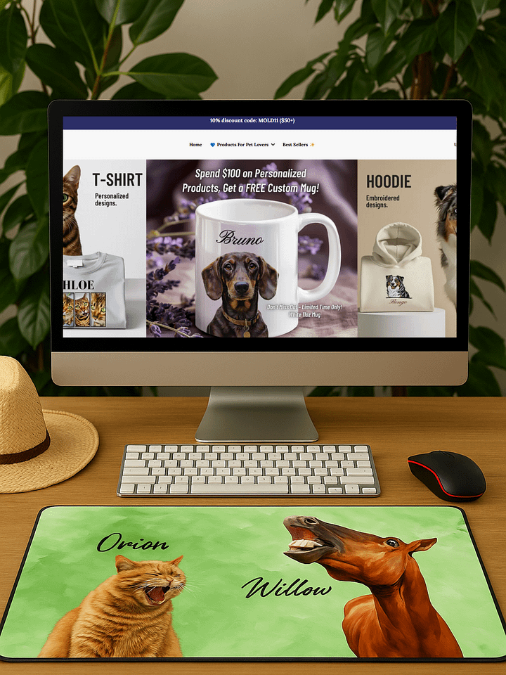 YOUR BEST FRIENDS! / DESK MAT WITH PERSONALIZED NAME / 15,5" x 31,5" product image (1)