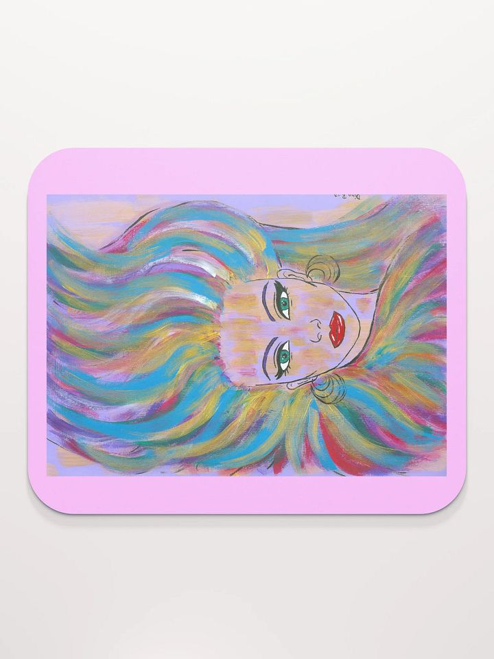 Girl with the colorful hair - (art by Dina R.) - acrylic painting picture - Classic Mouse Pad product image (2)