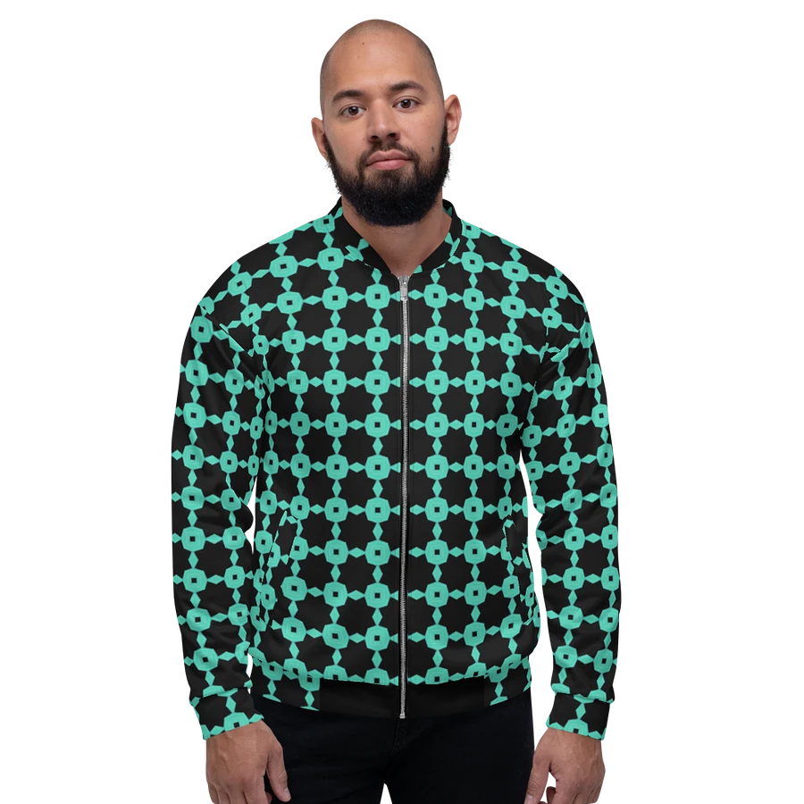 Abstract Neon Green Repeating Chain Pattern Unisex All Over Print Bomber Jacket product image (2)