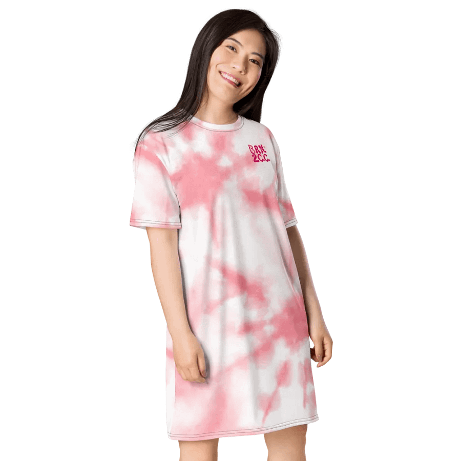 BOURNE to Cape Cod™ | Coastal Dream T-Shirt Dress | Pink & White Tie-Dye | Beachy-Chic & Bold product image (4)
