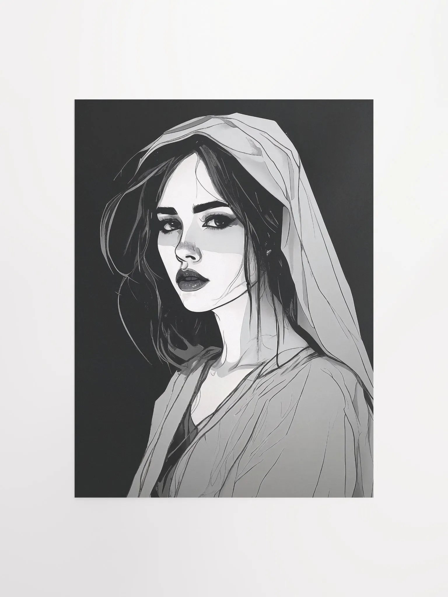 Serene Hooded Woman Matte Poster product image (2)