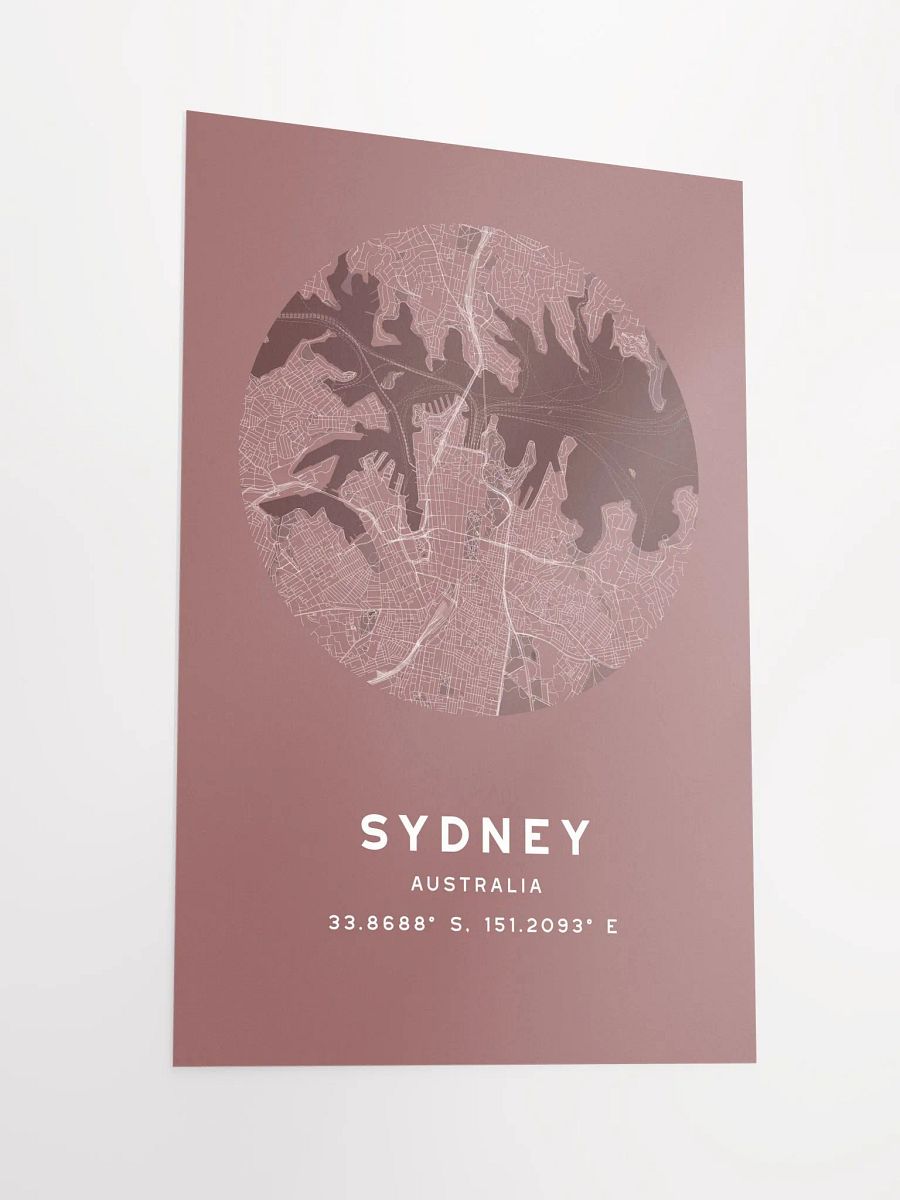 Sydney Street Map Poster – Red Minimalist Circular City Art product image (5)