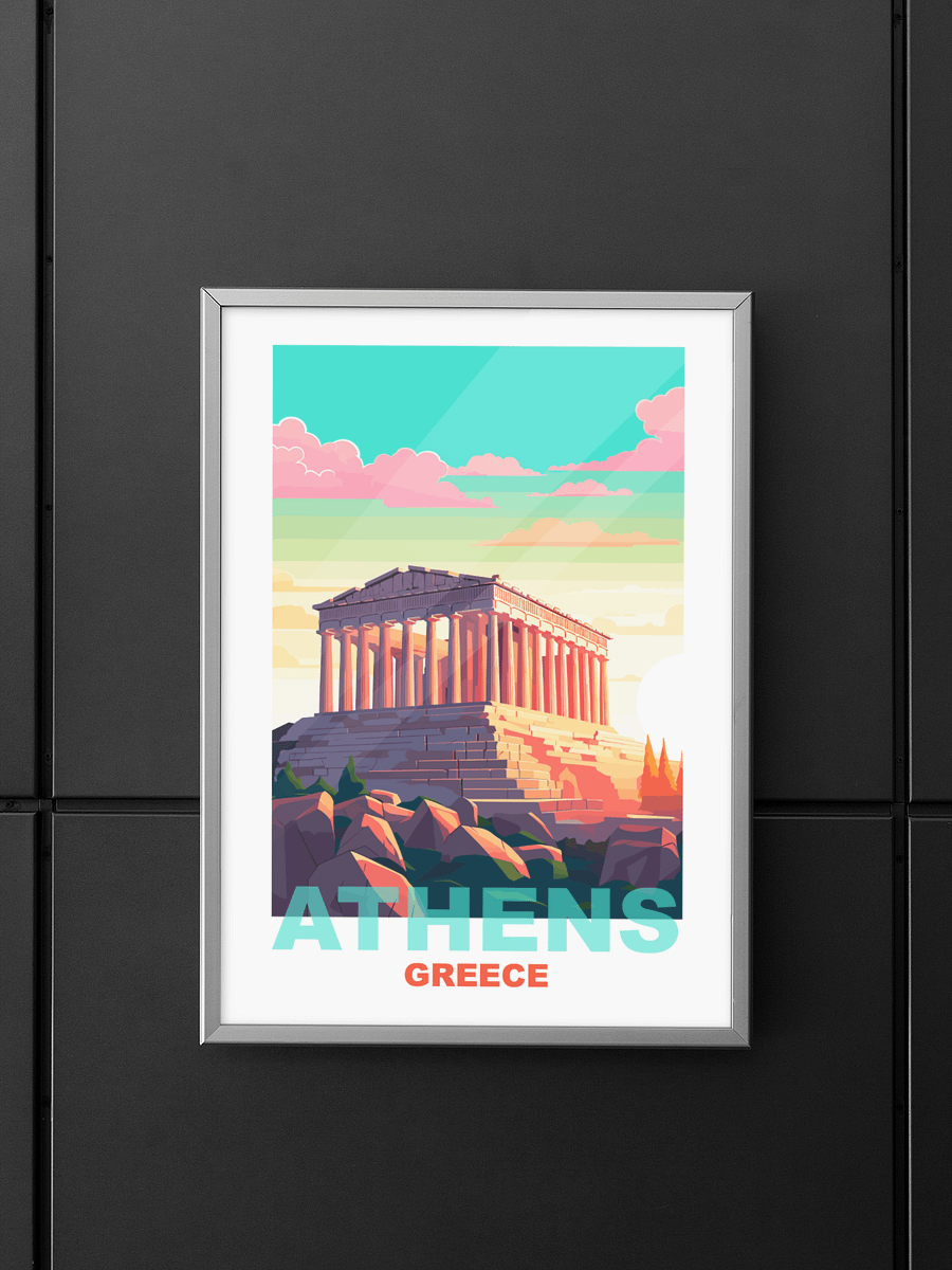 Parthenon Temple on Acropolis Hill Art, Athens Greece Vibrant Sunset Poster, Historic Greek Landmark, Travel Inspired Wall Art Decor product image (5)