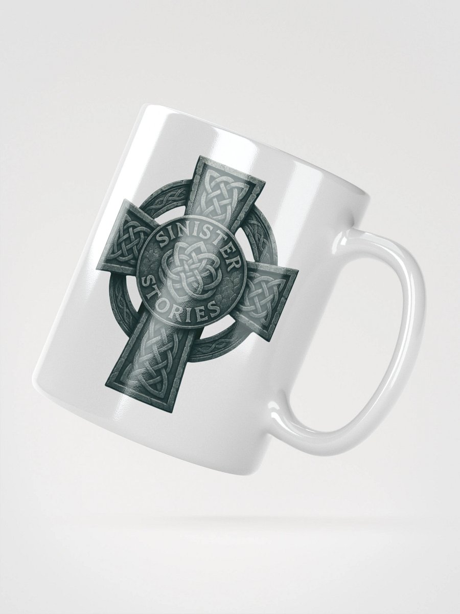 Sinister Stories Celtic Cross Mug – White Edition (Double-Sided Mystical Symbol) product image (4)