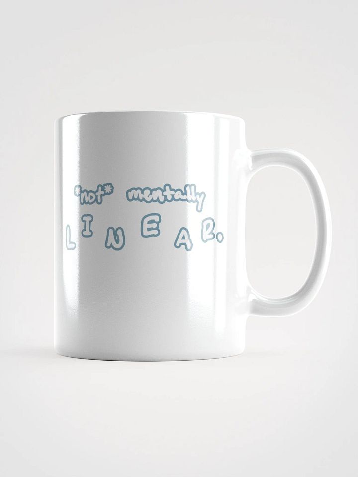 *not* mentally linear (lined design, #709AAF) glossy white mug product image (2)