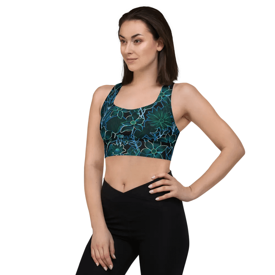 Trippy Floral Teal/All-Over Print Longline Sports Bra by Sublicolor product image (3)