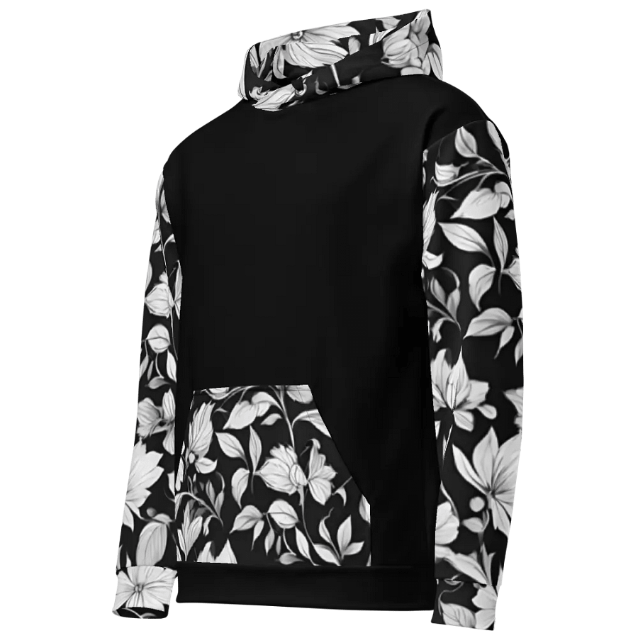 Elegant Monochrome Floral Unisex Hoodie product image (3)